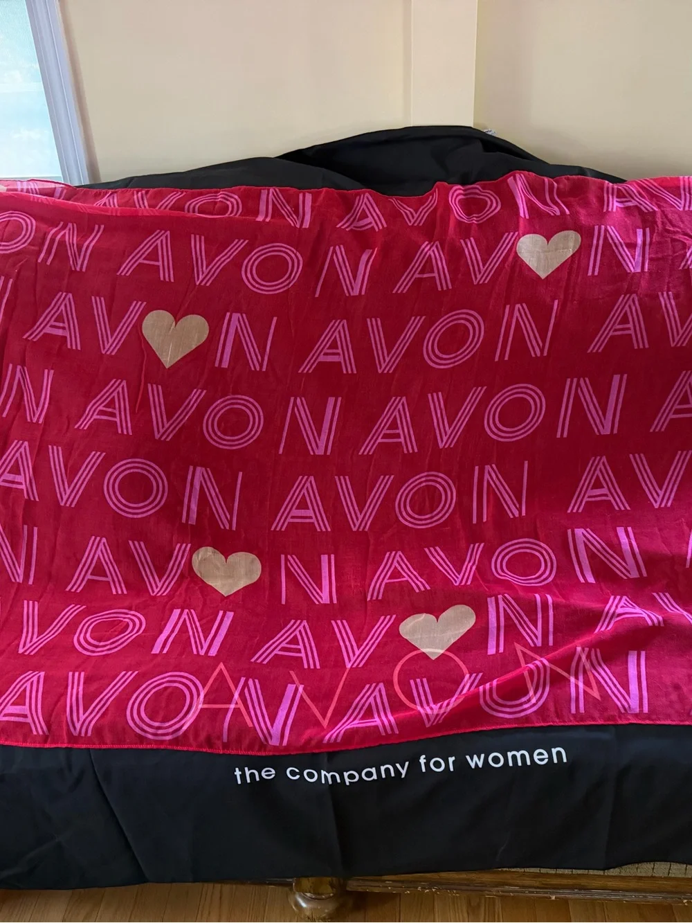 Avon Vendor Tablecloth Black with Logo - 10x6 ft Display table-2 table toppers +